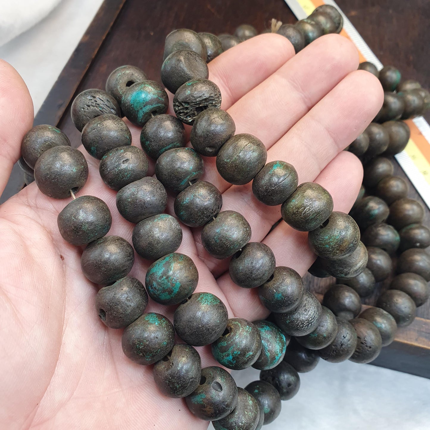Vintage tibetan yak bone (buffalo) beads beaded strand, necklace