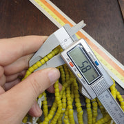 Yellow White Heart, Czech Glass Bead Necklace - Long Complete Strand, 6mm, Seed Style, Handstrung