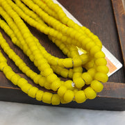 Yellow White Heart, Czech Glass Bead Necklace - Long Complete Strand, 6mm, Seed Style, Handstrung