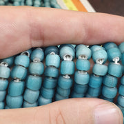 Sky Blue White Heart, Czech Glass Bead Strand | Long Necklace, 5.5-7mm | Vintage Jewelry .