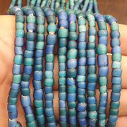 Blue White Heart, Vintage Style Bead Necklace | Czech Glass Strand | 5.5-7mm Complete Length, Sky-Tinted