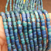 Blue White Heart, Vintage Style Bead Necklace | Czech Glass Strand | 5.5-7mm Complete Length, Sky-Tinted