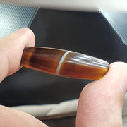 Antique Yemeni Agate, Tabular Barrel Focal Bead | Sulemani Quartz, Warm Honey To Chocolate Stripes - 38mm