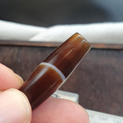 Antique Yemeni Agate, Tabular Barrel Focal Bead | Sulemani Quartz, Warm Honey To Chocolate Stripes - 38mm