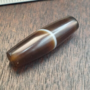 Antique Yemeni Agate, Tabular Barrel Focal Bead | Sulemani Quartz, Warm Honey To Chocolate Stripes - 38mm