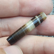 Antique Yemeni Agate, Banded Sulemani Focal Bead, Tabular Barrel Shape | Natural Untreated Quartz | 34mm Talisman