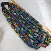 Glass Cylinder Beads, Venetian Inspired Millefiori Tube, Floral Mosaic Pattern | Murano-Style | 14x32mm, 15x34mm