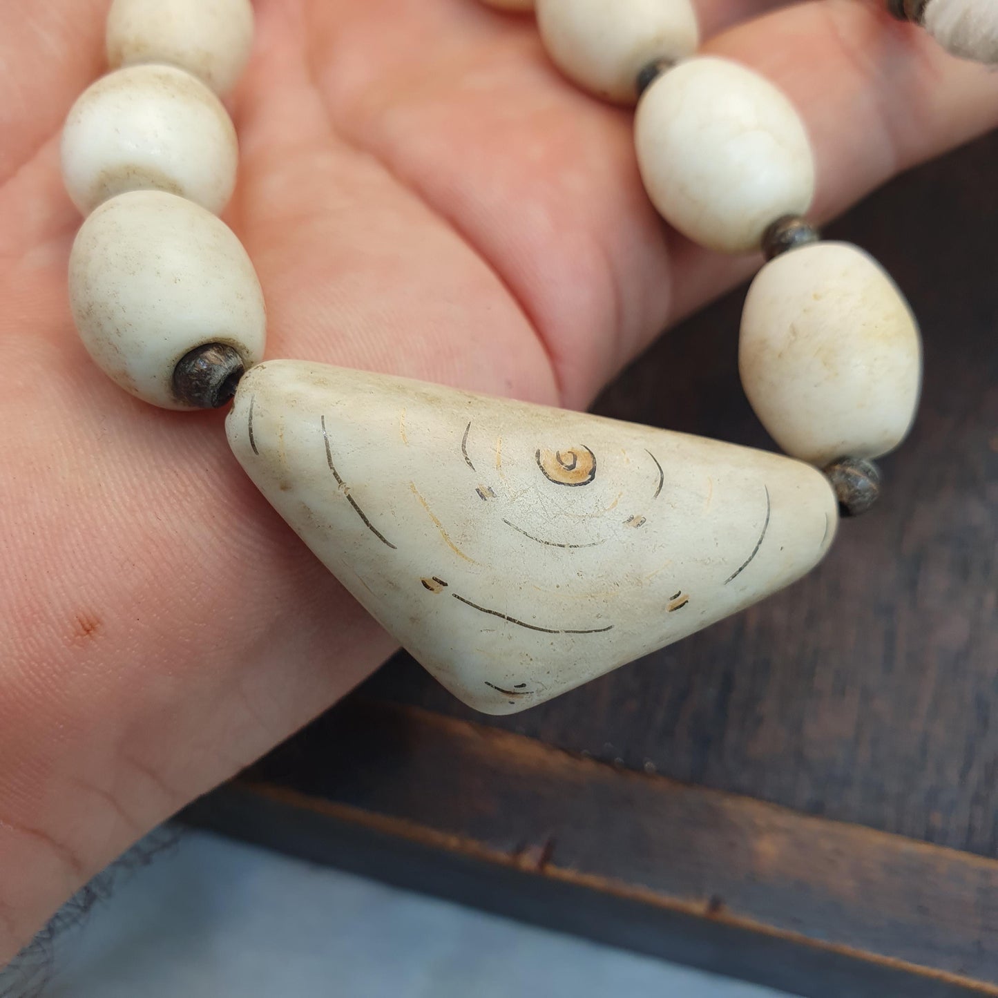Rare Antique African Bead Necklace - Large Chunky White Boho Statement Choker| Handcrafted Ethnic Tribal Jewelry Collectibles