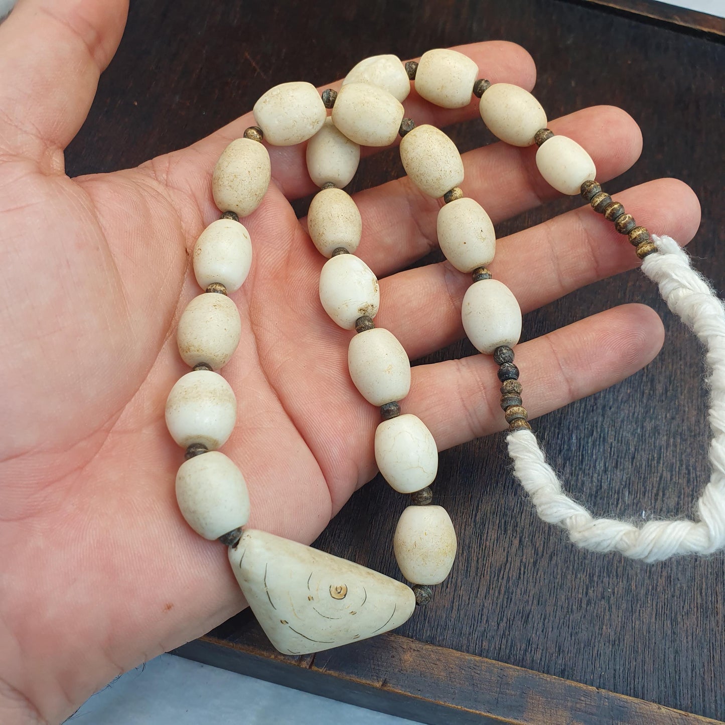 Rare Antique African Bead Necklace - Large Chunky White Boho Statement Choker| Handcrafted Ethnic Tribal Jewelry Collectibles