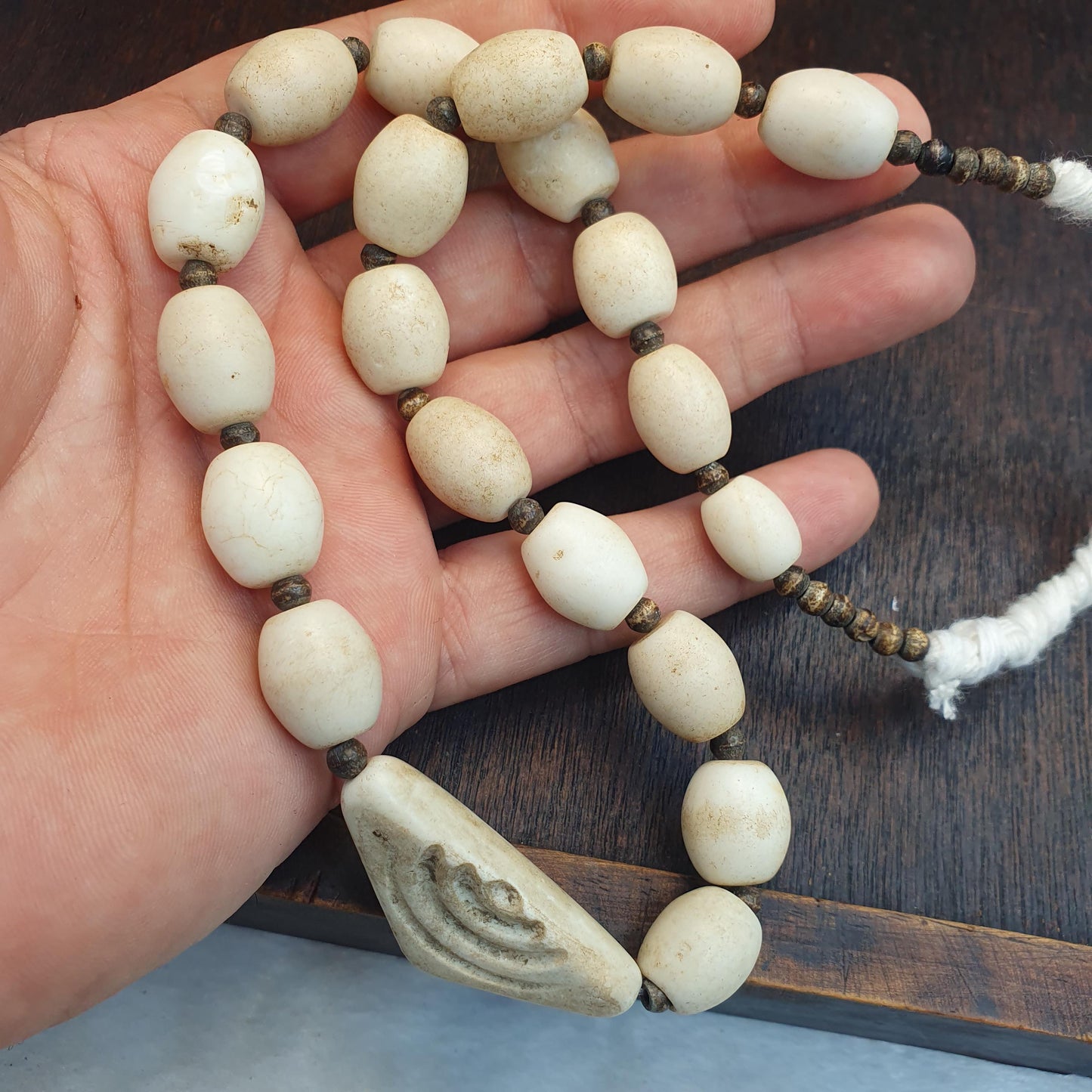 Rare Antique African Bead Necklace - Large Chunky White Boho Statement Choker| Handcrafted Ethnic Tribal Jewelry Collectibles