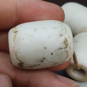 Rare Antique African Glass Trade Beads Lot of 5 - Vintage Opaque White Pigeon Egg Beads
