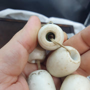 Rare Antique African Glass Trade Beads Lot of 5 - Vintage Opaque White Pigeon Egg Beads