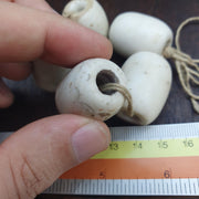 Rare Antique African Glass Trade Beads Lot of 5 - Vintage Opaque White Pigeon Egg Beads