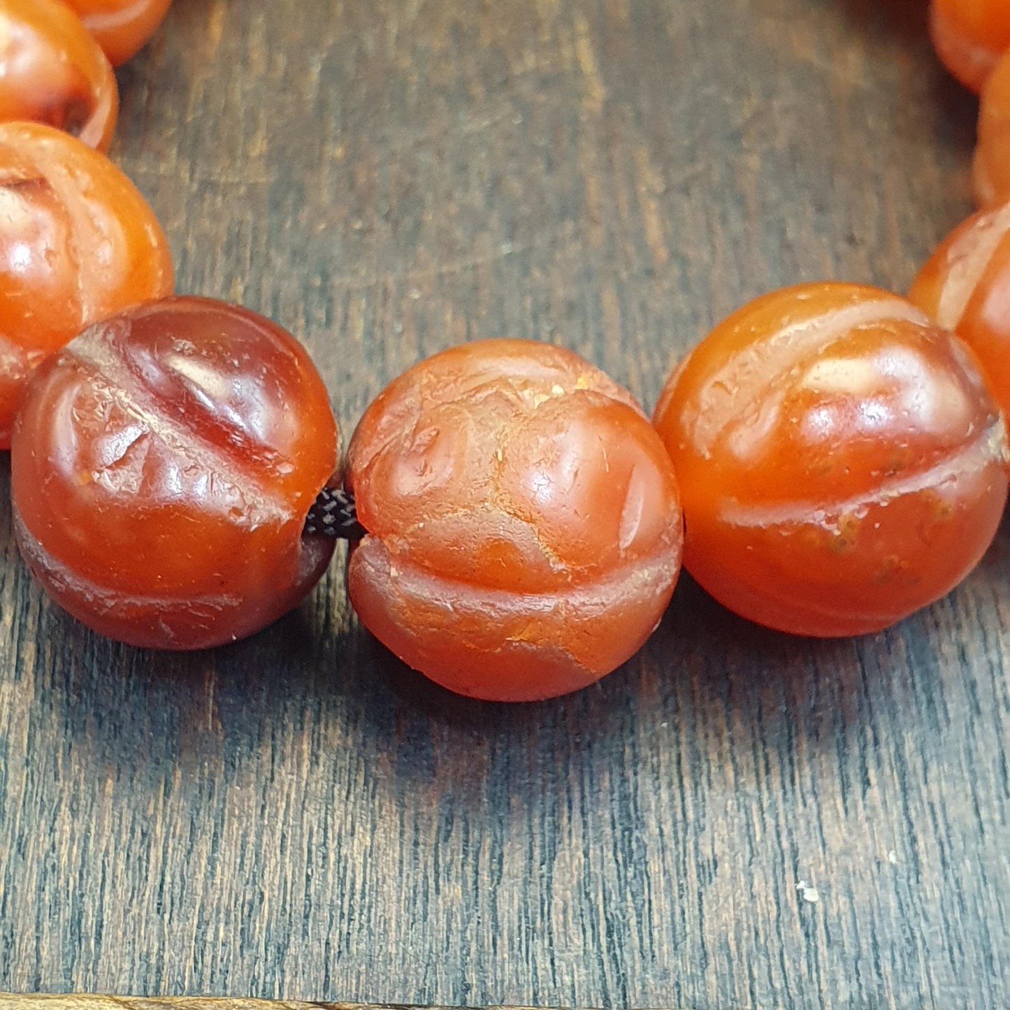 Antique Tibetan carnelian agate beads melon shape beaded Bracelet 18-16mm