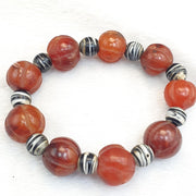 Antique Tibetan carnelian agate beads melon shape beaded Bracelet 19-16mm