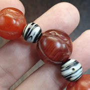 Antique Tibetan carnelian agate beads melon shape beaded Bracelet 19-16mm
