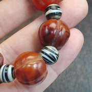 Antique Tibetan carnelian agate beads melon shape beaded Bracelet 19-16mm