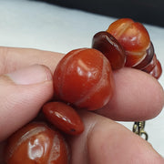 Ancient Carved Melon Agate Bead Bracelet, Hand Carved Fluted Carnelian, Antique Silk Road Trade Beads, Rare Archeological Focal .