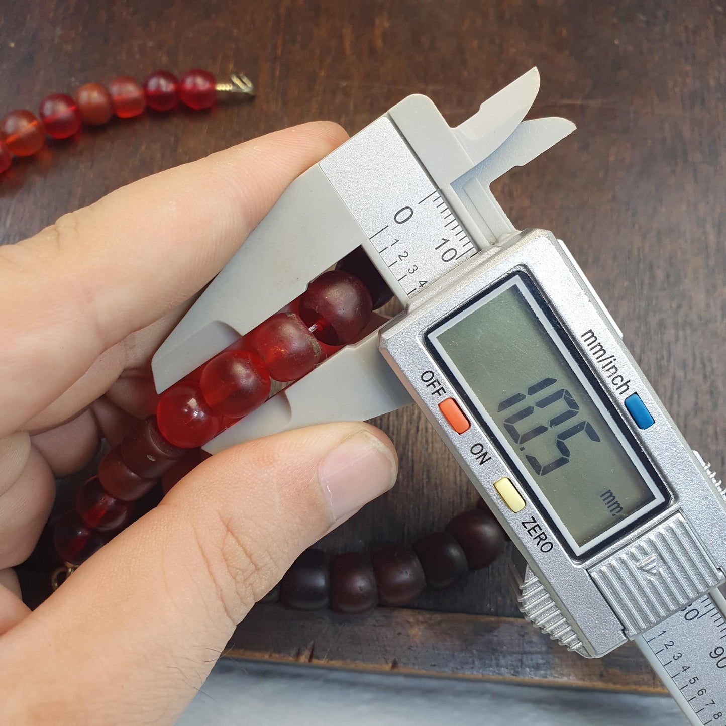 Rare Antique African Trade Beads Necklace Oxblood Cherry Red Glass Brass S-Clasp