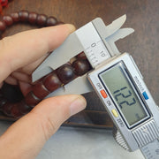 Rare Antique African Trade Beads Necklace Oxblood Cherry Red Glass Brass S-Clasp