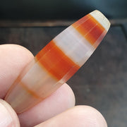 Antique Red and White Stripes Agate Trade Bead: Rare African Faceted Bead 40mm