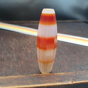 Antique Red and White Stripes Agate Trade Bead: Rare African Faceted Bead 40mm
