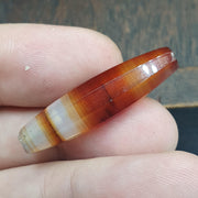 Antique Red and White Stripes Agate Trade Bead: Rare African Faceted Bead 35.6mm