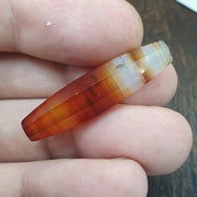 Antique Red and White Stripes Agate Trade Bead: Rare African Faceted Bead 35.6mm