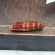 Antique Red and White Stripes Agate Trade Bead: Rare African Faceted Bead 35.5mm