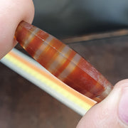 Antique Red and White Stripes Agate Trade Bead: Rare African Faceted Bead 35.5mm
