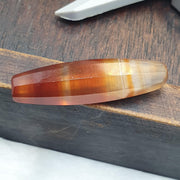 Antique Red and White Stripes Agate Trade Bead: Rare African Faceted Bead 39.9mm