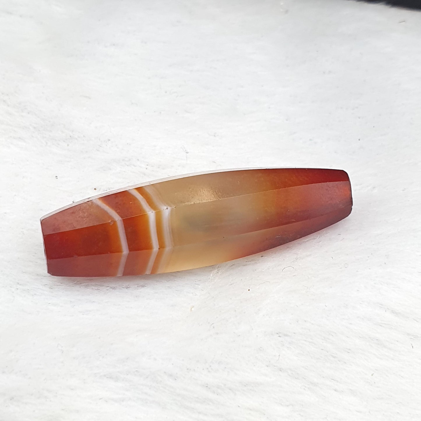 Antique Red and White Stripes Agate Trade Bead: Rare African Faceted Bead 34.5mm