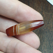 Antique Red and White Stripes Agate Trade Bead: Rare African Faceted Bead 34.5mm