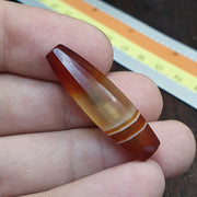 Antique Red and White Stripes Agate Trade Bead: Rare African Faceted Bead 34.5mm