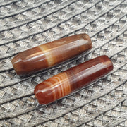 Lot 2 Antique Trade, Yemeni Agate Amulets - Natural Multicolor Haqeeq Beads | Pre-1400 Era Collectibles