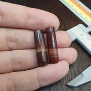 Lot 2 Antique Trade, Yemeni Agate Amulets - Natural Multicolor Haqeeq Beads | Pre-1400 Era Collectibles