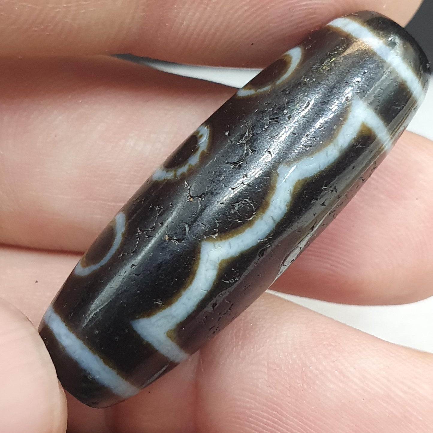 Himalayan old tibetan 5 eyes agate stone dzi bead amulet hq-2