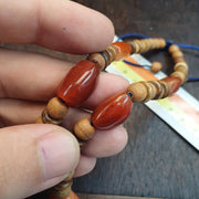 Himalayan tibetan red agate carnelian beads unique pattern necklace
