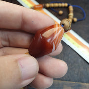 Himalayan tibetan red agate carnelian beads unique pattern necklace