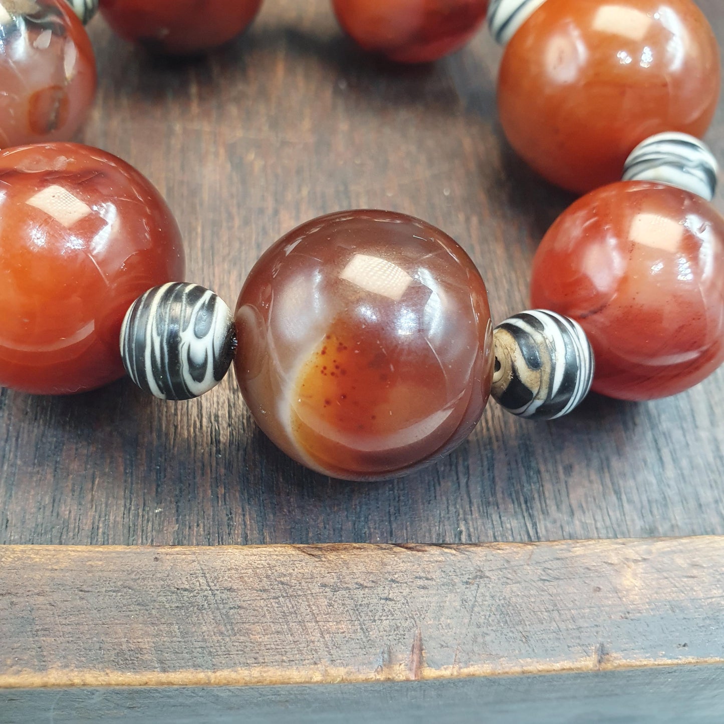 Huge Size Antique african middle eastern carnelian yemeni agate beaded bracelet