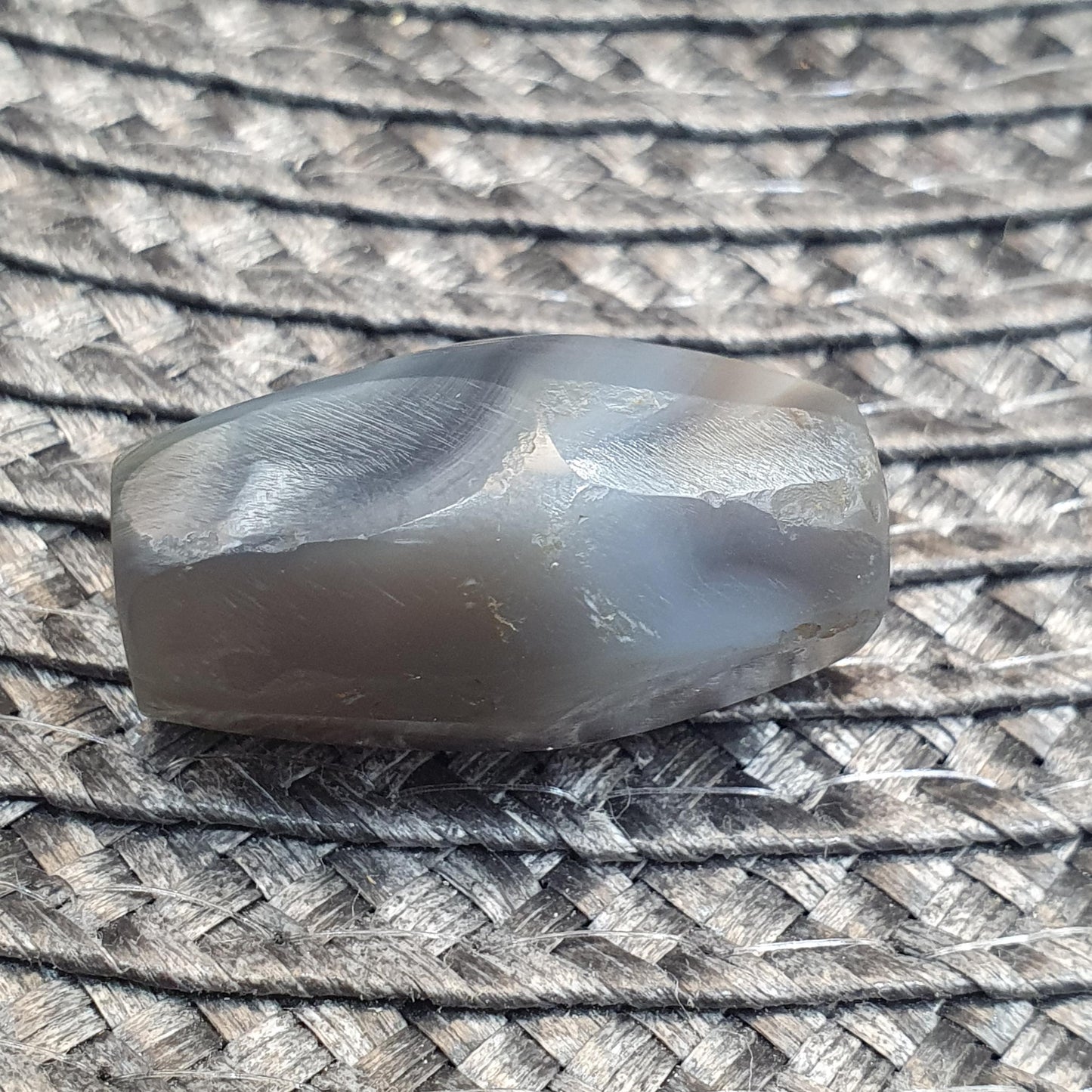 Antique AfricanFaceted gray blue agate bead