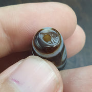 Unique 3 Eyes Pattern OLD Himalayan Indo Tibetan Agate Dzi Amulet Bead