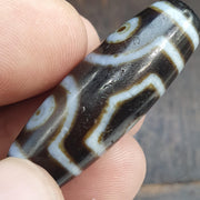 Unique 3 Eyes Pattern OLD Himalayan Indo Tibetan Agate Dzi Amulet Bead