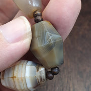 Antique AfricanFaceted gray blue agate beads Bracelet