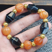 ntique Yemeni Agate Bracelet, Rare Ancient Sulemani Banded Agate & Orange Melon Carnelian Beads, Tribal Talisman Protection Jewelry