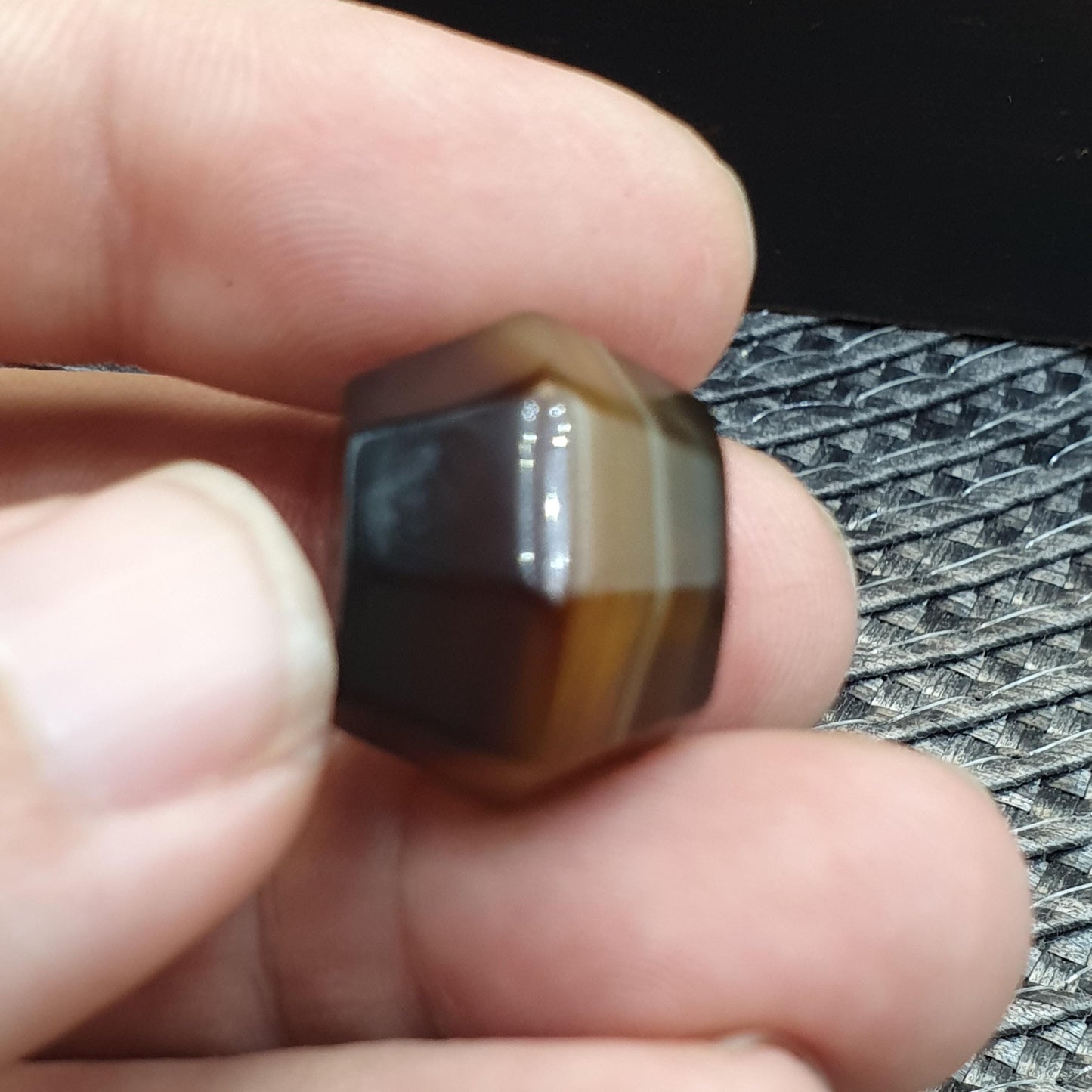 Antique Yemeni 20mm Rare Geometric Faceted Banded Agate Sulemani Bead from Yemen, Loose Gemstone Ancient Silk Road Jewelry