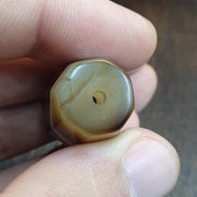 Rare 37.2mm Tabular Hexagonal Banded Agate Chung Dzi Bead, Antique African Yemeni Stone, Eye Catching Silk Banded Tribal Bead