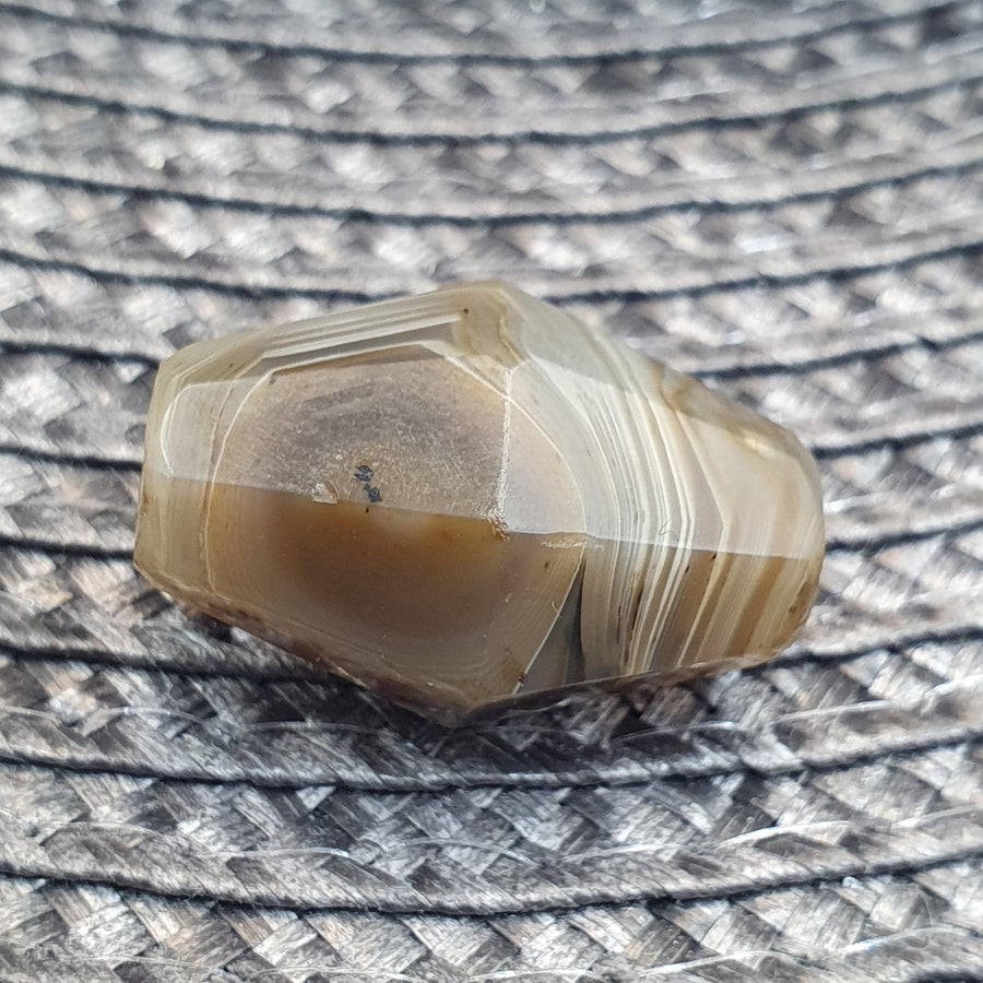 Antique Rare 27.9mm Tabular Hexagonal Banded Agate Chung Agate Bead