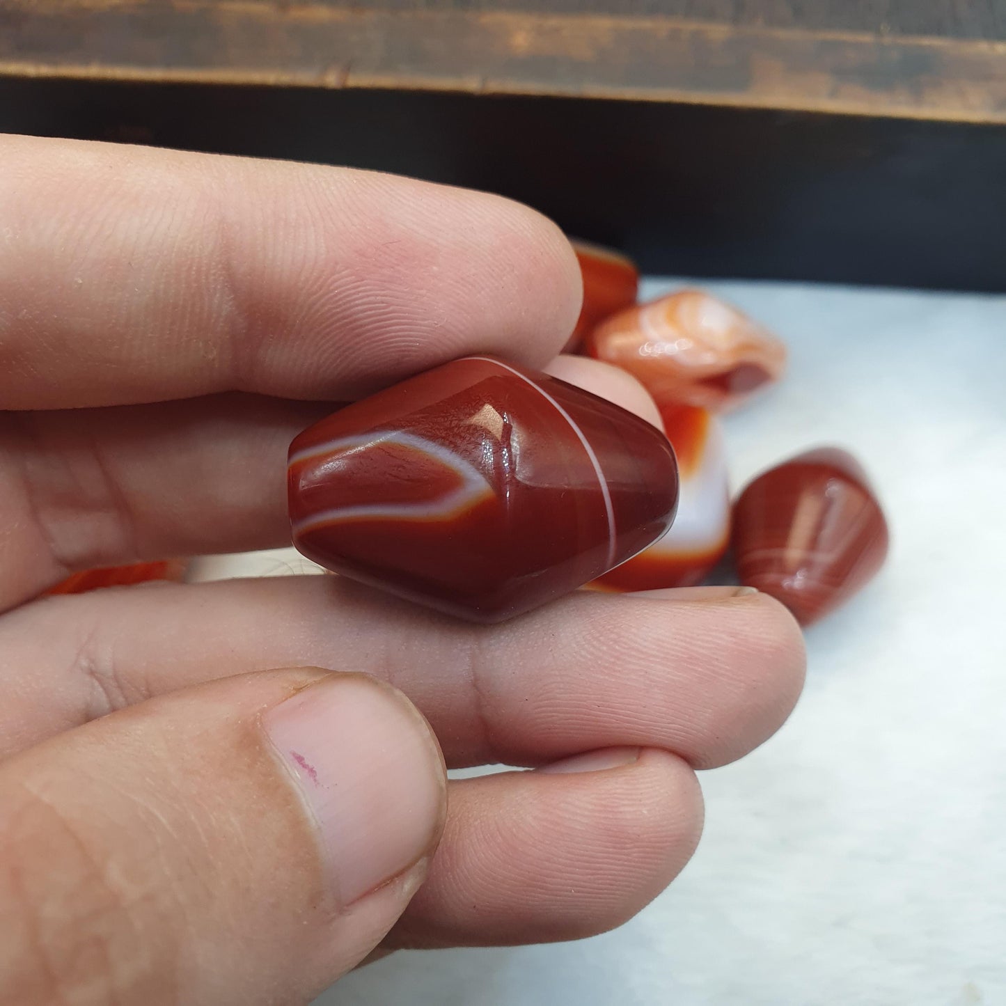 Himalayan red agate beads lot – tibetan carnelian beads, eye agate beads