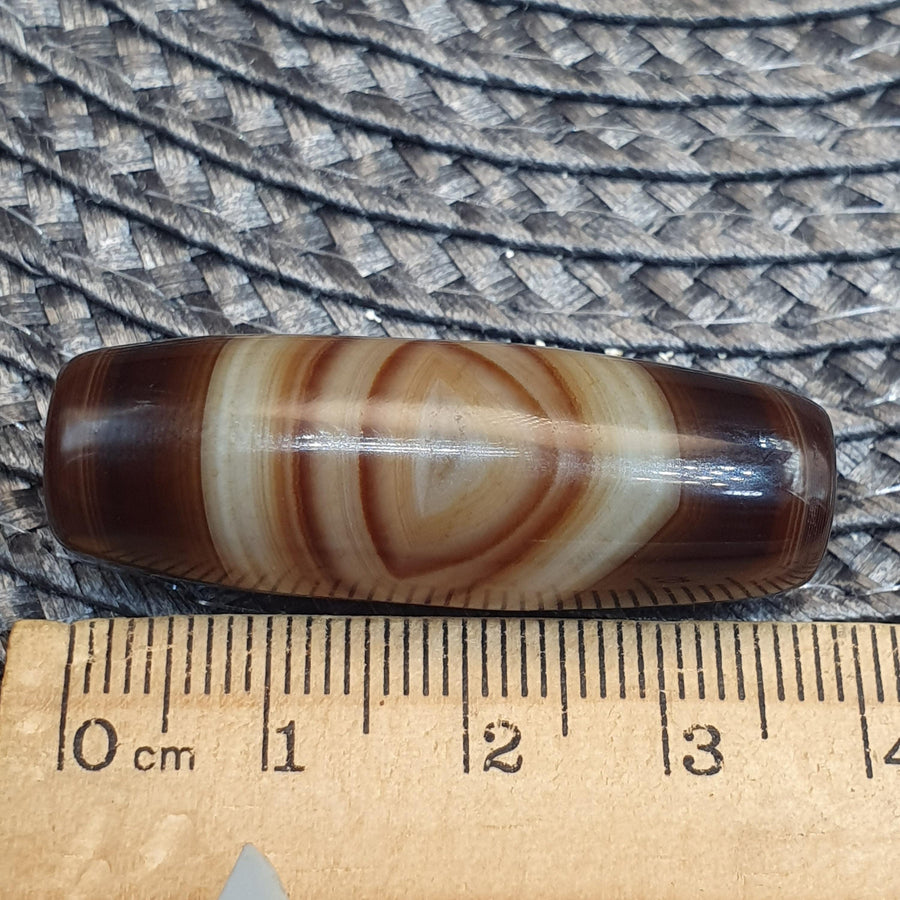 East Oasis Natural Eye Himalayan Agate Bead 39mm - Genuine Tibetan Banded Agate